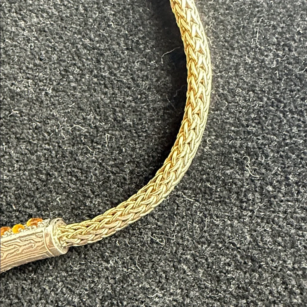 John Hardy 18k Gold and Silver Bracelet with With Yellow and Purple Stones